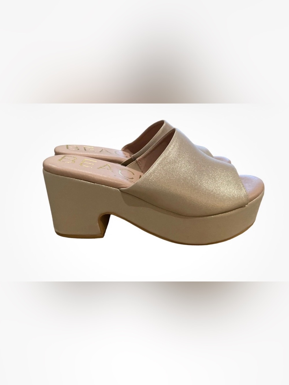 Beach by Matisse slip on Champagne Shimmer Platform Mule size 8